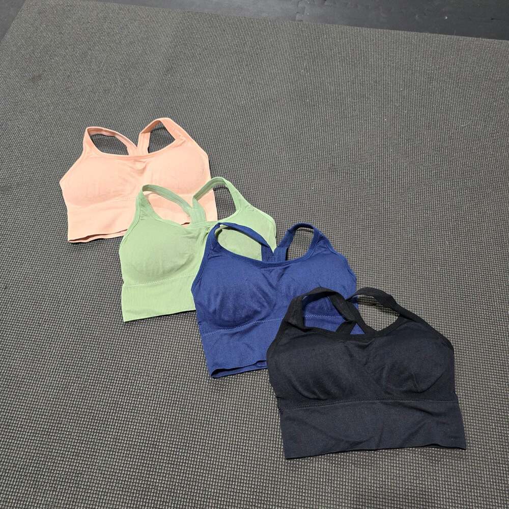 Set of 4 Seamless Crisscross Back Sports Bras with Removable Pads